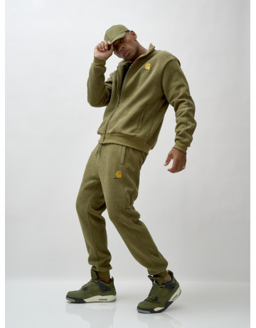 Мужской демисезонный спортивный костюм на флисе, цвет хаки, для спорта. в Тюмени