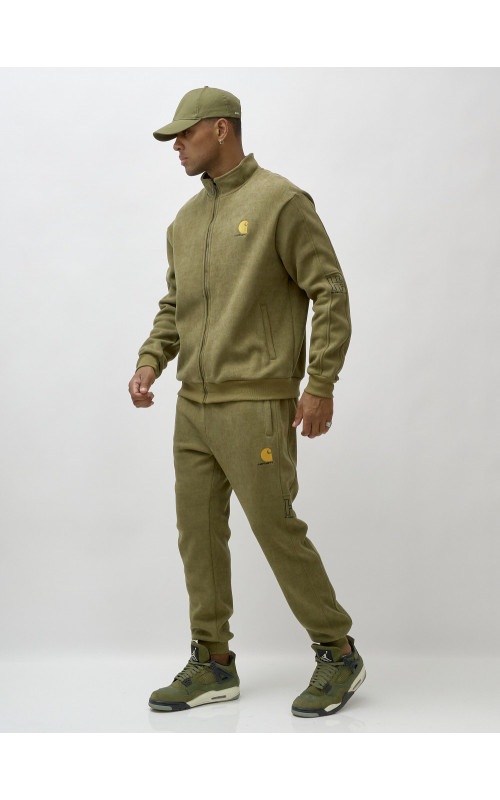 Мужской демисезонный спортивный костюм на флисе, цвет хаки, для спорта. в Тюмени