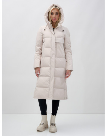 Длинный зимний пуховик с капюшоном для женщин.