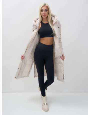 Длинный зимний пуховик с капюшоном для женщин.