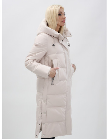 Длинный зимний пуховик с капюшоном для женщин.