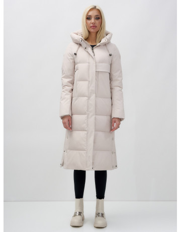 Длинный зимний пуховик с капюшоном для женщин.