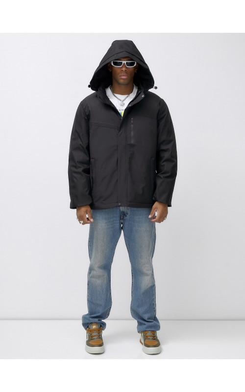 Мужская зимняя спортивная куртка большого размера, чёрная. в Тюмени