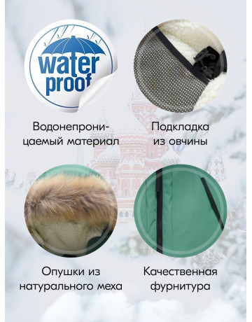 Зимняя парка для девочки-подростка с капюшоном и мехом, зелёная