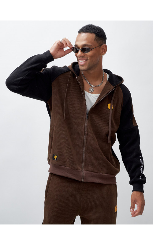 Мужской демисезонный спортивный костюм на флисе, коричневый, для спорта. в Тюмени