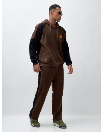 Мужской демисезонный спортивный костюм на флисе, коричневый, для спорта. в Тюмени