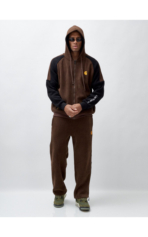 Мужской демисезонный спортивный костюм на флисе, коричневый, для спорта. в Тюмени