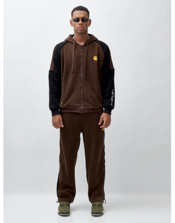 Мужской демисезонный спортивный костюм на флисе, коричневый, для спорта. в Тюмени