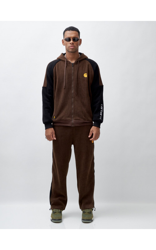 Мужской демисезонный спортивный костюм на флисе, коричневый, для спорта. в Тюмени