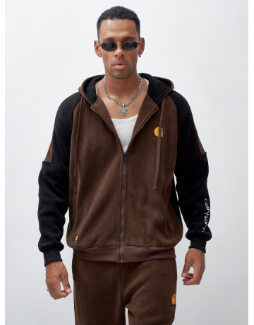 Мужской демисезонный спортивный костюм на флисе, коричневый, для спорта. в Тюмени