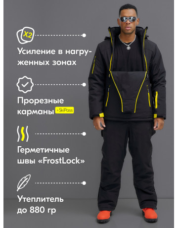 Мужской горнолыжный костюм: куртка-анорак и полукомбинезон