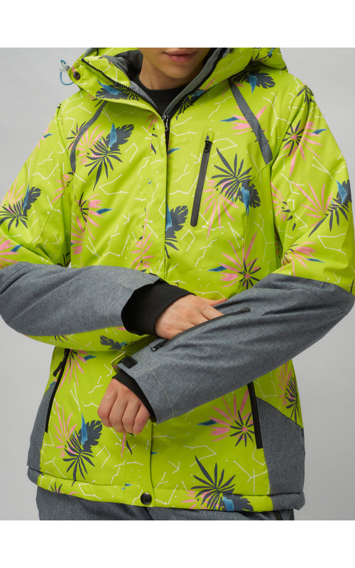 Женский горнолыжный комплект: куртка с цветочным принтом и брюки со съёмными бретелями