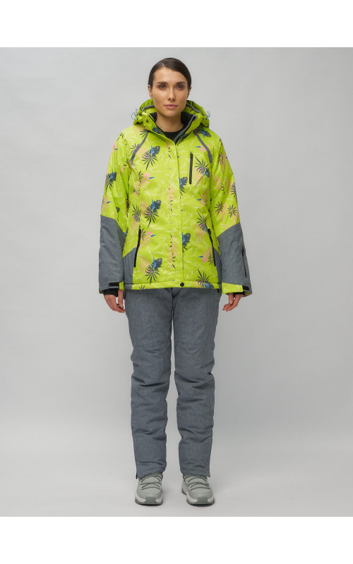 Женский горнолыжный комплект: куртка с цветочным принтом и брюки со съёмными бретелями