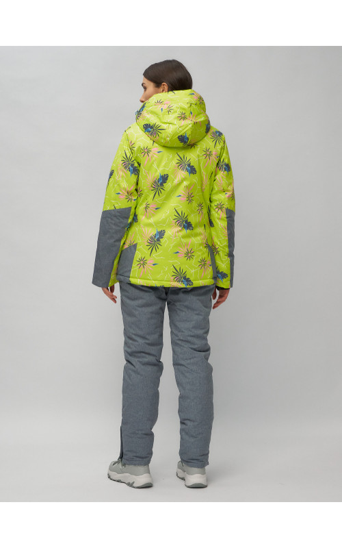 Женский горнолыжный комплект: куртка с цветочным принтом и брюки со съёмными бретелями