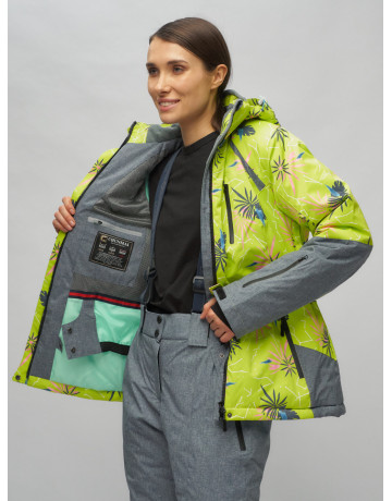 Женский горнолыжный комплект: куртка с цветочным принтом и брюки со съёмными бретелями