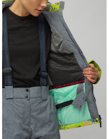 Женский горнолыжный комплект: куртка с цветочным принтом и брюки со съёмными бретелями