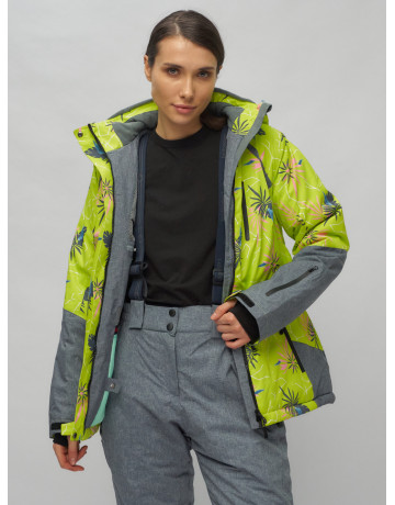 Женский горнолыжный комплект: куртка с цветочным принтом и брюки со съёмными бретелями