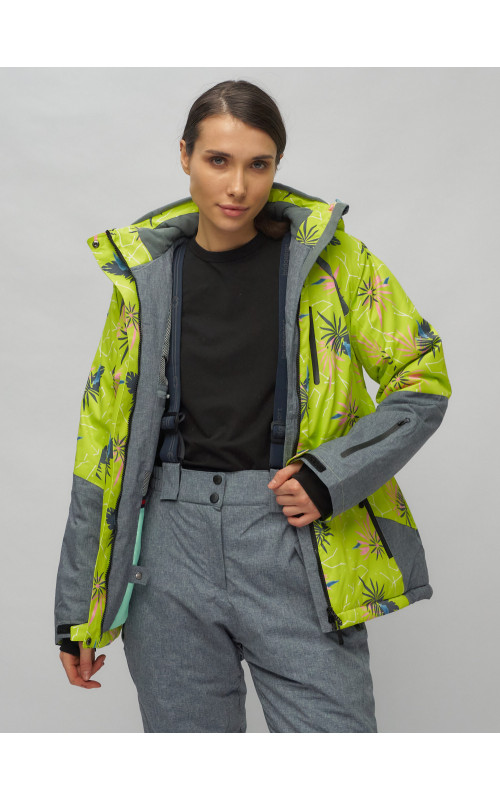 Женский горнолыжный комплект: куртка с цветочным принтом и брюки со съёмными бретелями