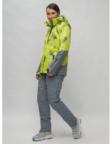 Женский горнолыжный комплект: куртка с цветочным принтом и брюки со съёмными бретелями