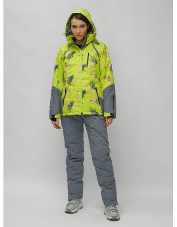Женский горнолыжный комплект: куртка с цветочным принтом и брюки со съёмными бретелями