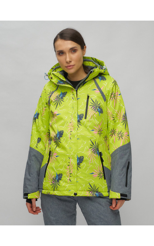 Женский горнолыжный комплект: куртка с цветочным принтом и брюки со съёмными бретелями