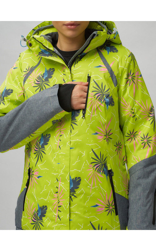 Женский горнолыжный комплект: куртка с цветочным принтом и брюки со съёмными бретелями