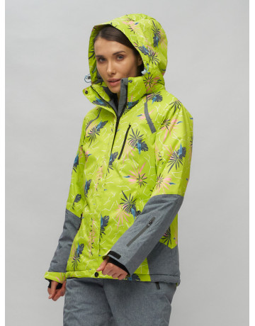 Женский горнолыжный комплект: куртка с цветочным принтом и брюки со съёмными бретелями