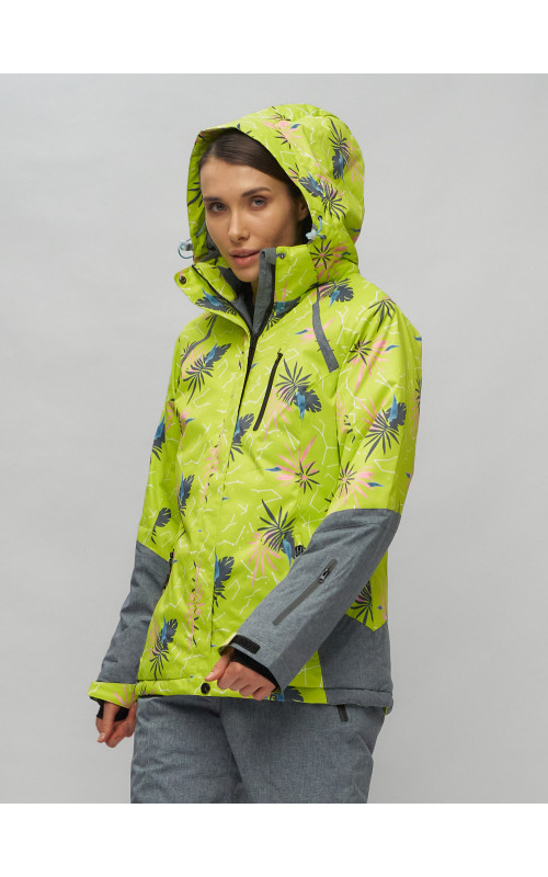 Женский горнолыжный комплект: куртка с цветочным принтом и брюки со съёмными бретелями