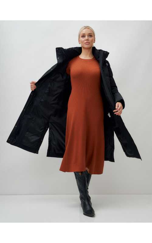 Длинный зимний пуховик для женщин с капюшоном