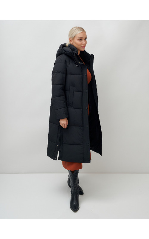 Длинный зимний пуховик для женщин с капюшоном
