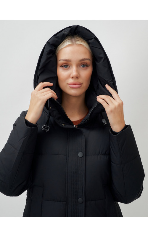 Длинный зимний пуховик для женщин с капюшоном