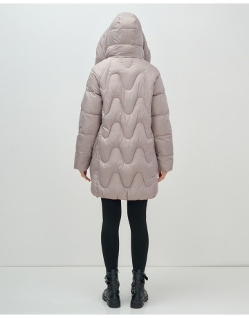 Женский модный пуховик с капюшоном, светло-коричневый. в Тюмени