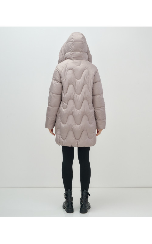 Женский модный пуховик с капюшоном, светло-коричневый. в Тюмени