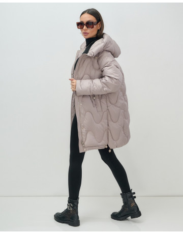 Женский модный пуховик с капюшоном, светло-коричневый. в Тюмени