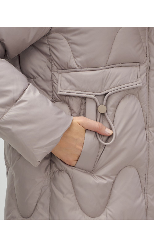 Женский модный пуховик с капюшоном, светло-коричневый. в Тюмени