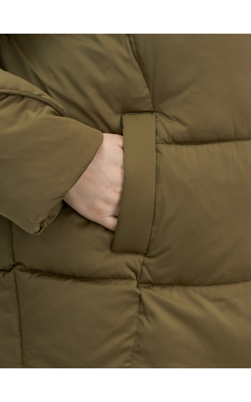 Женский модный пуховик с капюшоном, горчичный. в Тюмени