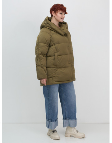 Женский модный пуховик с капюшоном, горчичный. в Тюмени