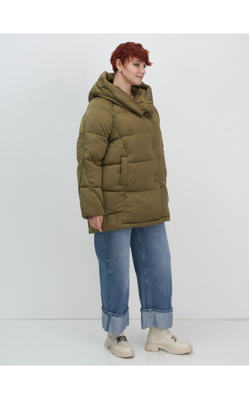 Женский модный пуховик с капюшоном, горчичный. в Тюмени