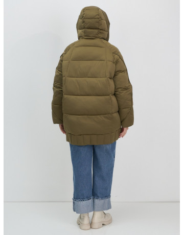 Женский модный пуховик с капюшоном, горчичный. в Тюмени