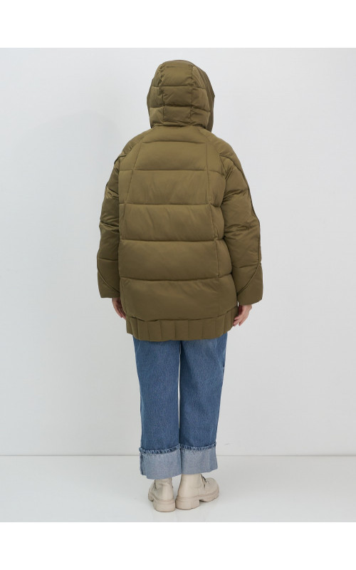 Женский модный пуховик с капюшоном, горчичный. в Тюмени