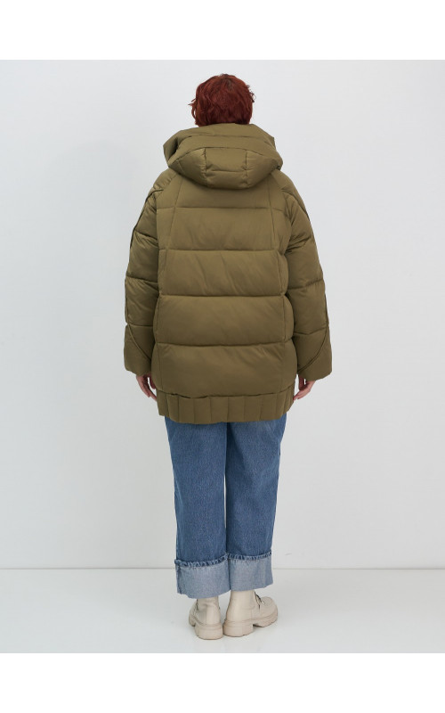 Женский модный пуховик с капюшоном, горчичный. в Тюмени