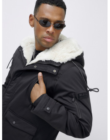 Мужская зимняя удлиненная парка с мехом, чёрная в Тюмени