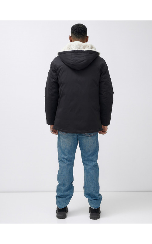 Мужская зимняя удлиненная парка с мехом, чёрная в Тюмени