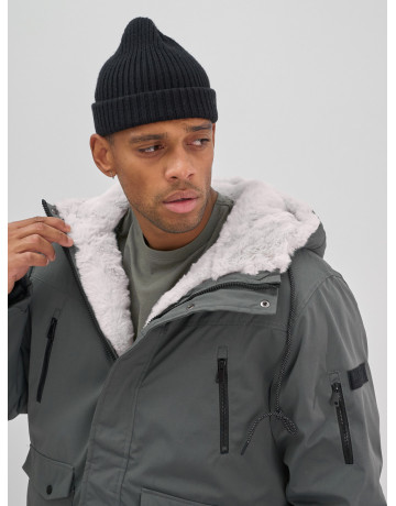 Мужская зимняя удлиненная парка с мехом, серого цвета. в Тюмени