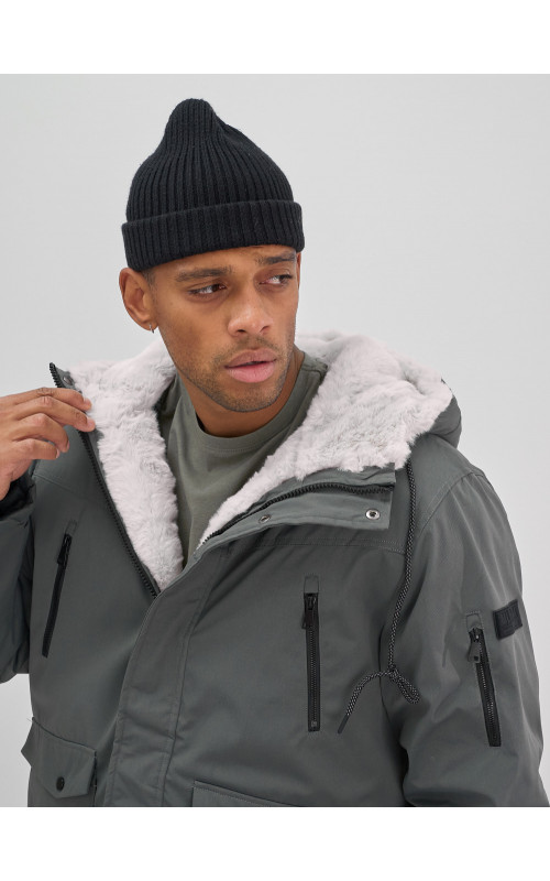 Мужская зимняя удлиненная парка с мехом, серого цвета. в Тюмени