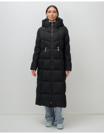 Длинный зимний пуховик для женщин с капюшоном.