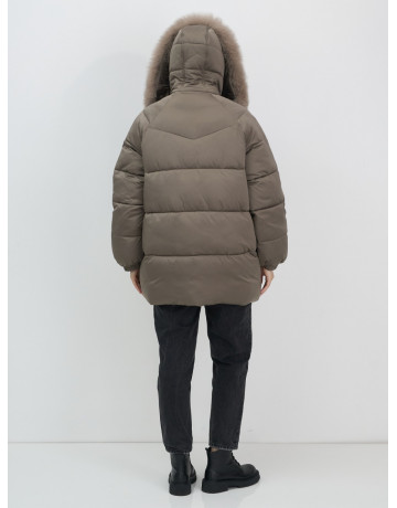 Пуховик с мехом песца, элегантный и стильный, для женщин.