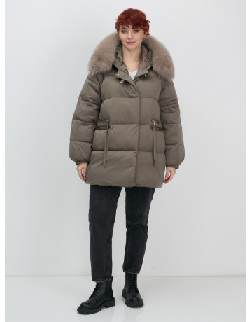 Пуховик с мехом песца, элегантный и стильный, для женщин.