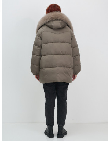 Пуховик с мехом песца, элегантный и стильный, для женщин.