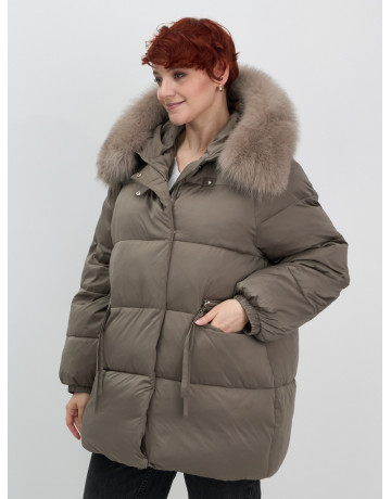 Пуховик с мехом песца, элегантный и стильный, для женщин.